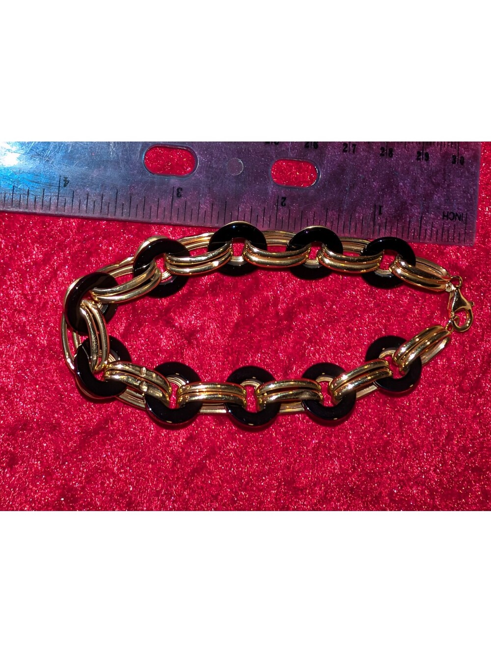 Milor 14K Italy Gold and Black Onyx Link Bracelet